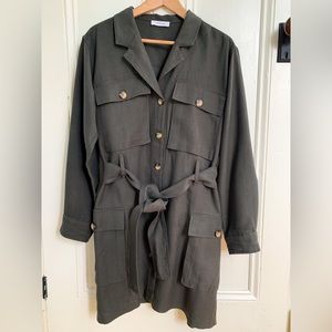 Anine Bing green olive shirt dress with detachable belt